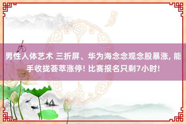 男性人体艺术 三折屏、华为海念念观念股暴涨， 能手收拢荟萃涨停! 比赛报名只剩7小时!