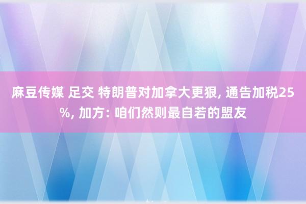 麻豆传媒 足交 特朗普对加拿大更狠， 通告加税25%， 加方: 咱们然则最自若的盟友